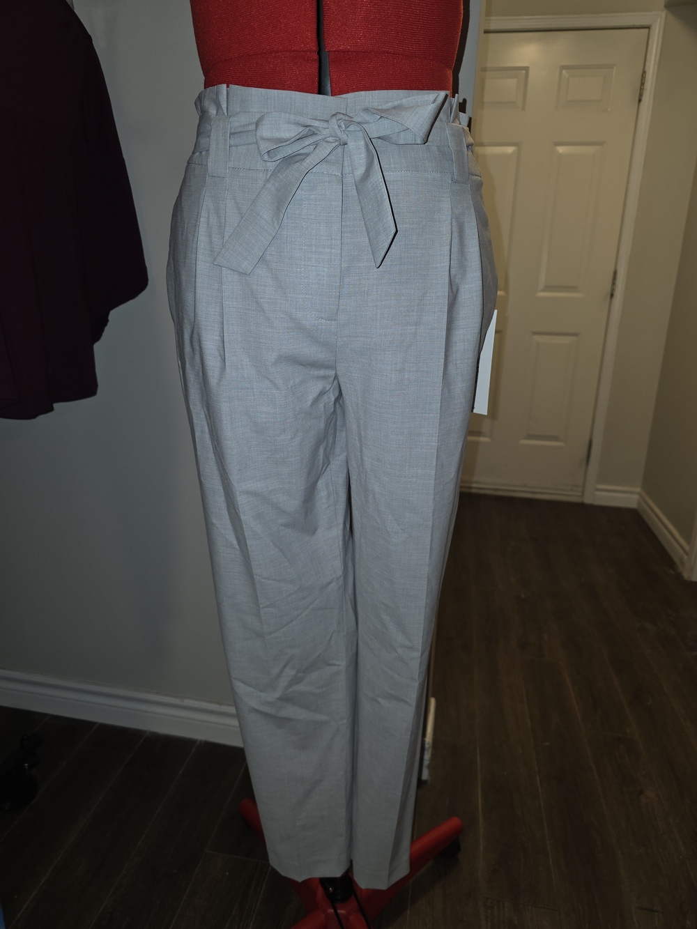 Calvin Klein Light Gray Paperbag Waist Trousers